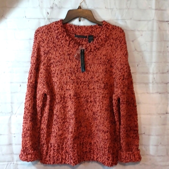 Womans Preswick & Moore Orange Fall Soft Knit Long Sleeve Sweater L New - Picture 1 of 8